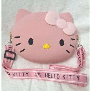 Kawaii Sanrio Hello Kitty Pink Small Crossbody Purse 3D  Silicone Bag